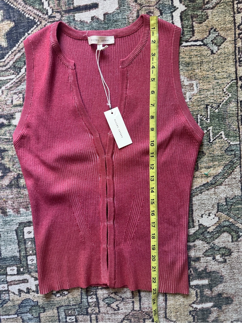 NWT Buckle Gilded Intent Ribbed V-Neck Tank Top with Hook Closures Large - Picture 10 of 10